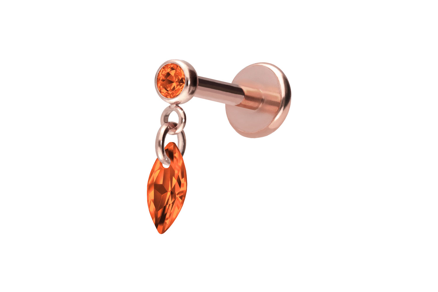 Titan Labret Piercing mit Push Fit KRISTALLOVAL